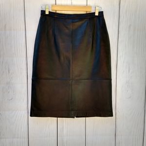 Genuine leather black pencil skirt